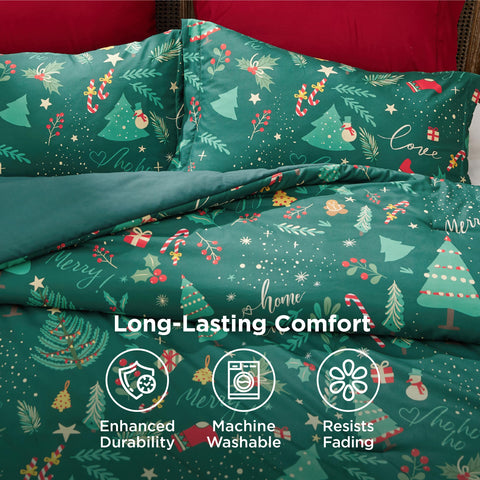 Bedsure comforter loft cross-section showing 260gsm hollow fiber fill and insulation