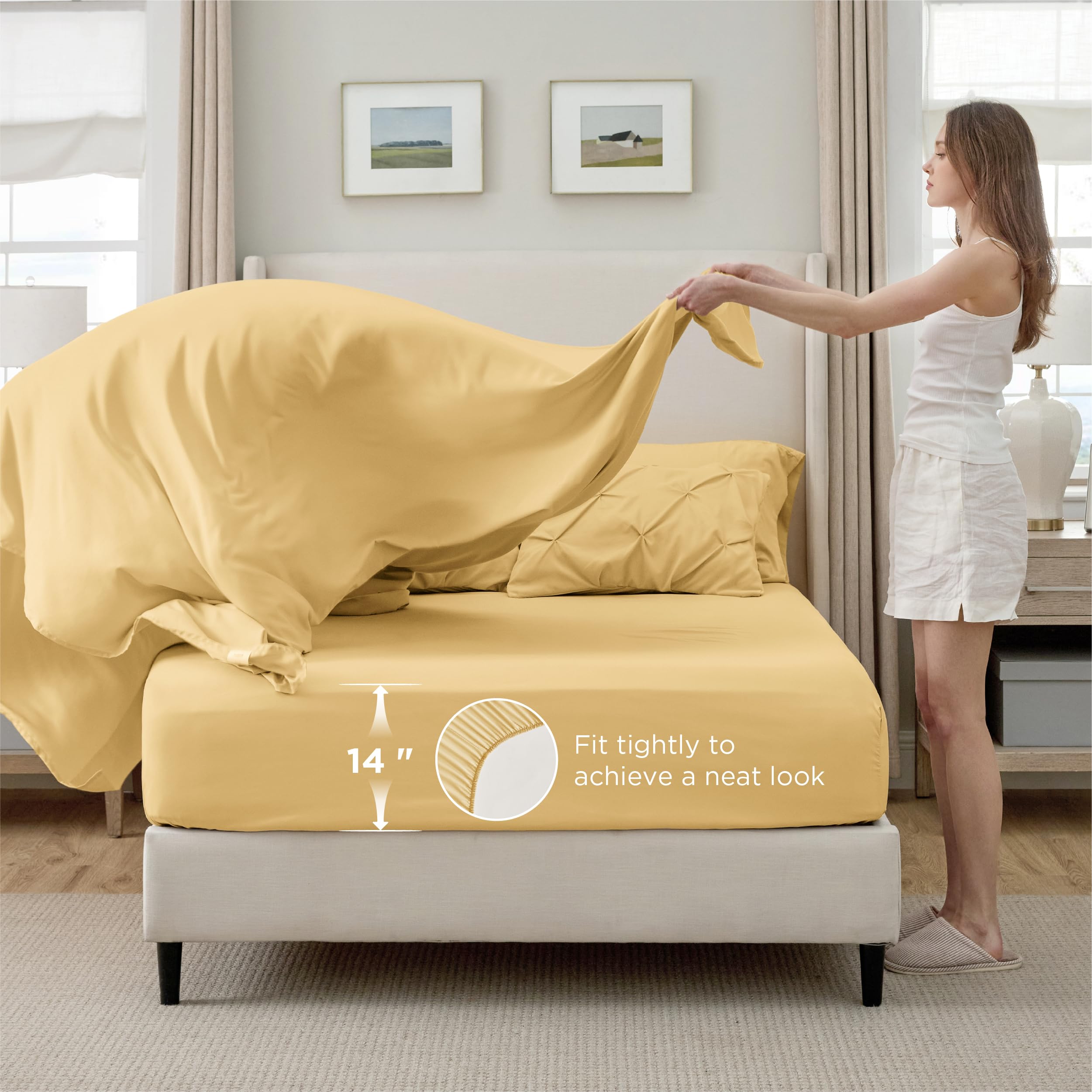 Bedsure decorative pillows and shams arranged to show layered aesthetic and support