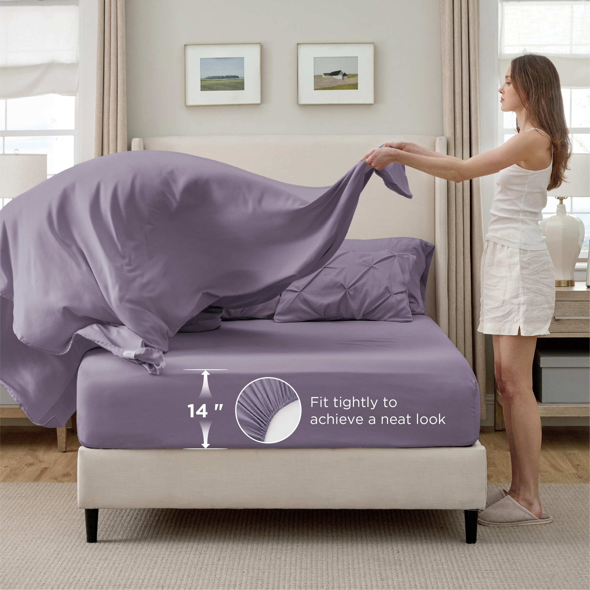 Bedsure fitted sheet corner elastic detail for secure mattress fit