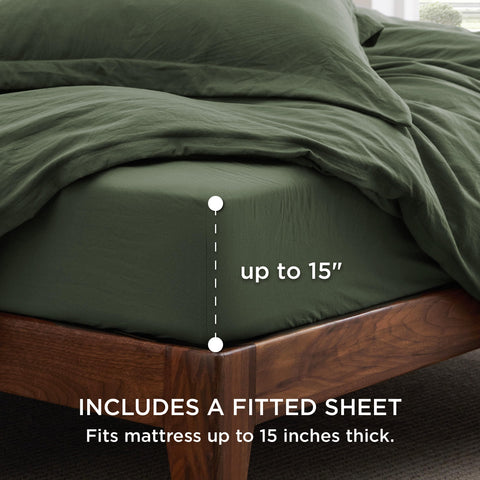 Bedsure fitted sheet deep pocket close-up showing stretch and snug fit benefit