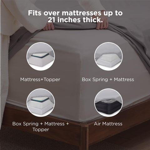 Bedsure fitted sheet deep pocket detail demonstrating secure fit