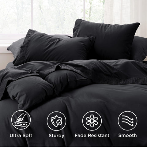 Bedsure fitted sheet deep pocket stretched on mattress showing secure snug fit