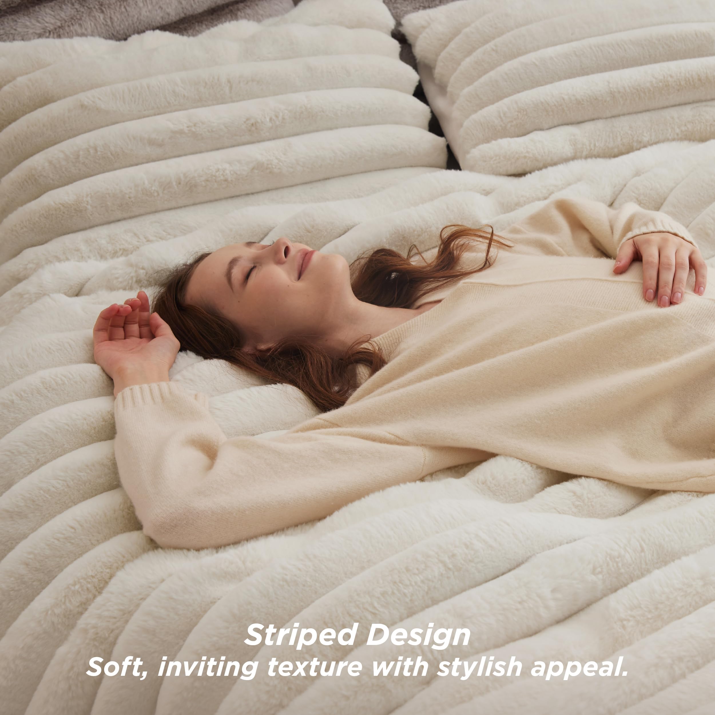 Bedsure flannel side close-up displaying smooth surface and skin-friendly warmth