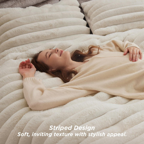 Bedsure flannel side close-up displaying smooth surface and skin-friendly warmth