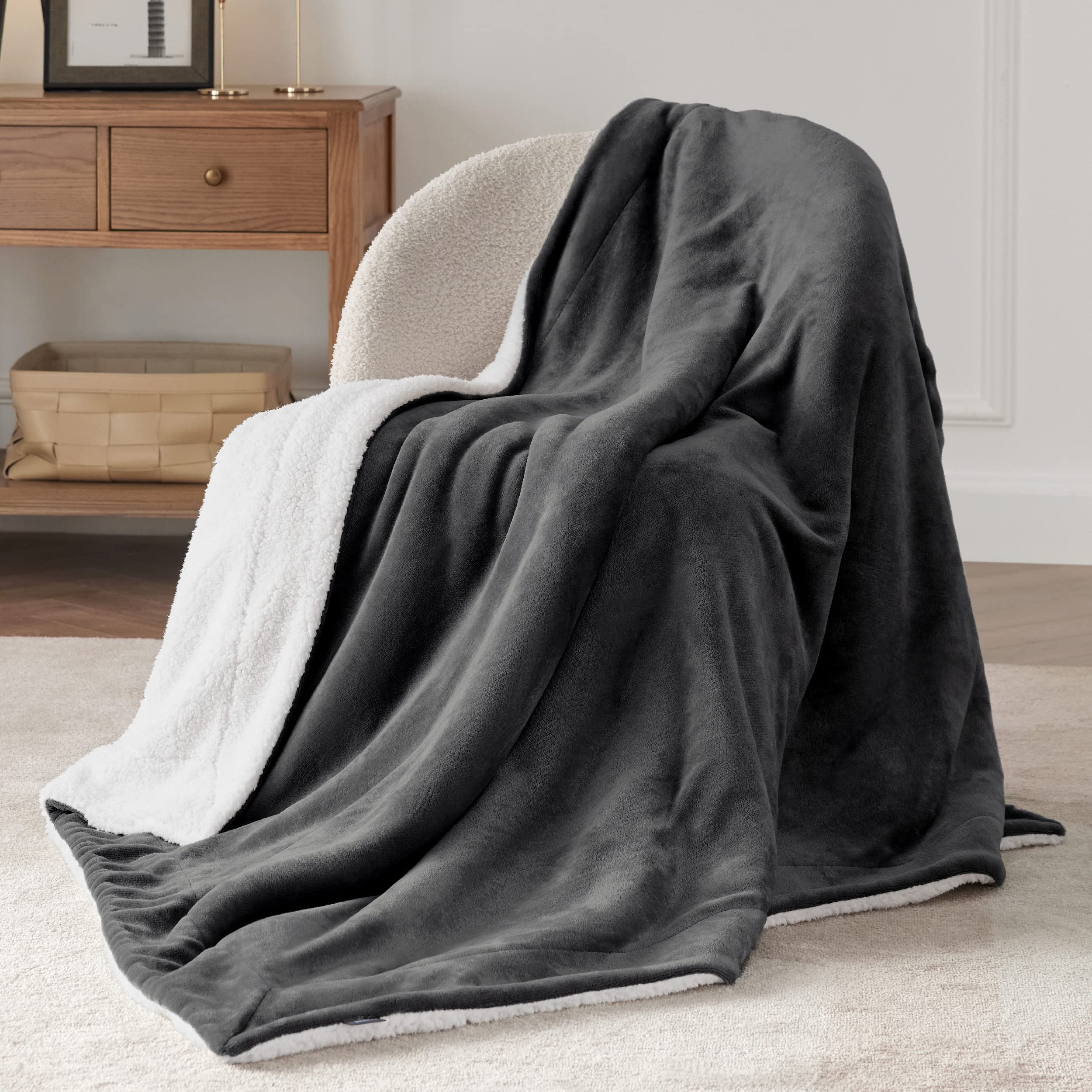 Bedsure flannel top detail showing smooth velvety surface and comfort