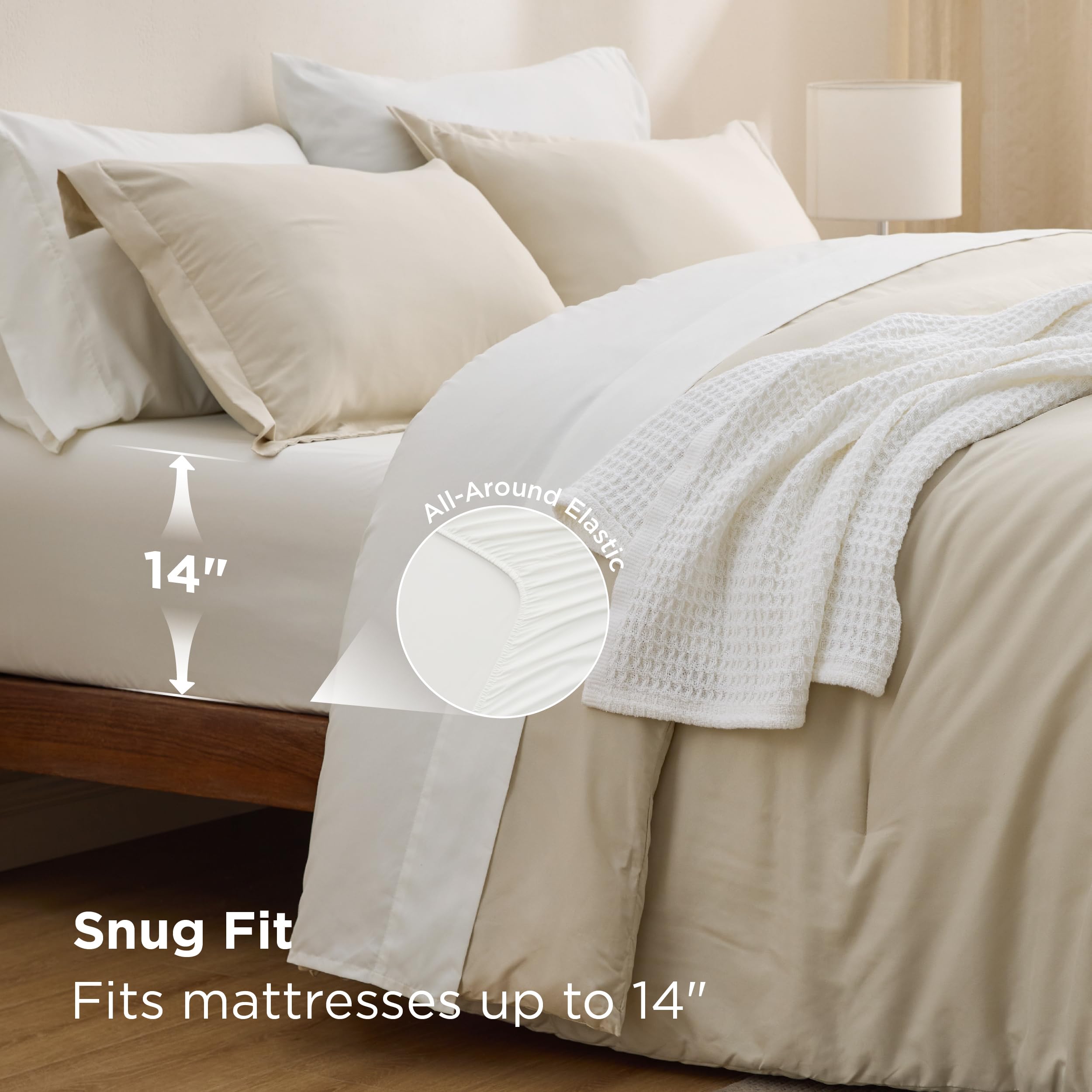 Bedsure flat sheet spread on bed demonstrating full coverage and drape