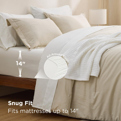 Bedsure flat sheet spread on bed demonstrating full coverage and drape