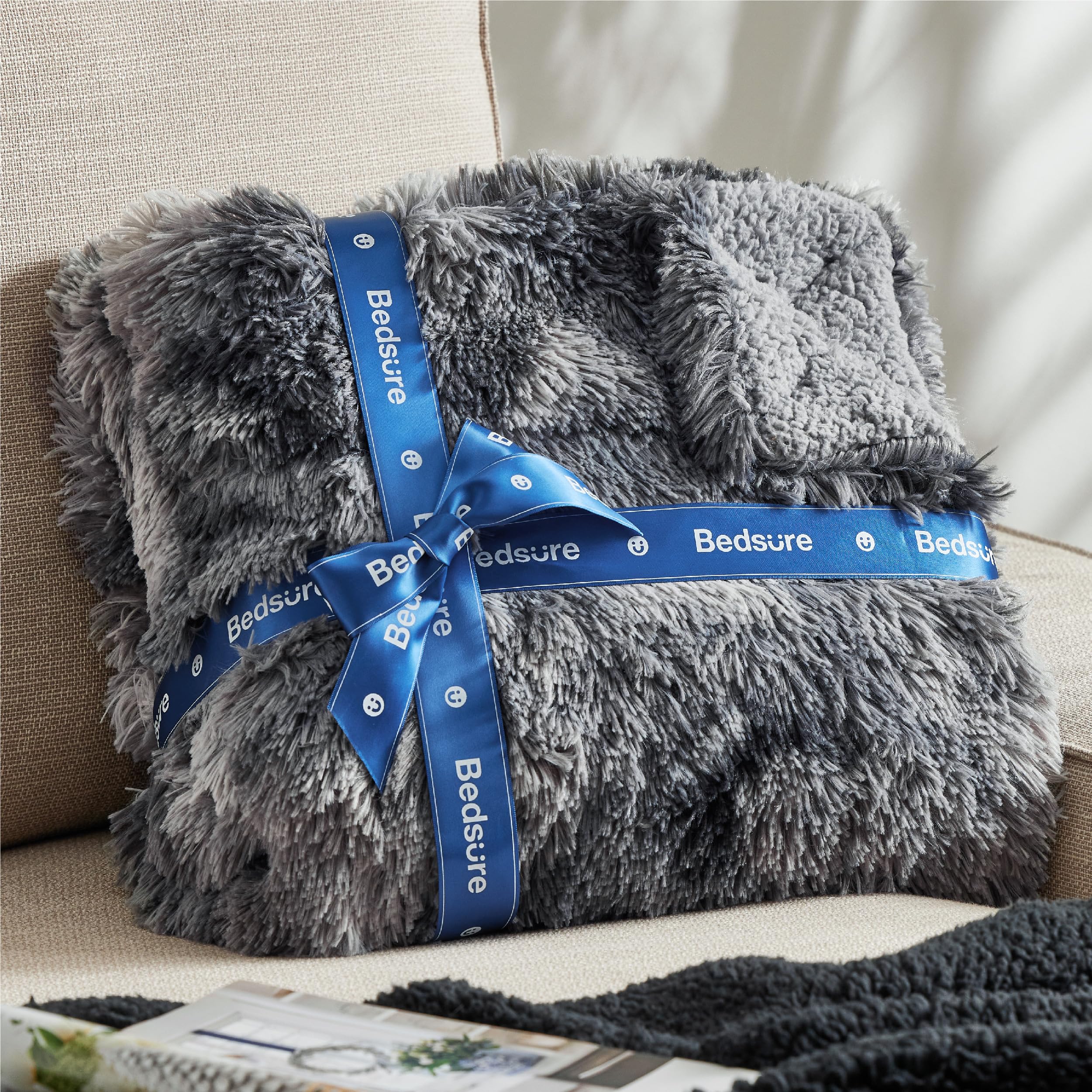 Bedsure neatly folded blanket illustrating easy storage and portability