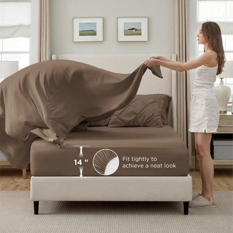 Bedsure folded comforter and sheets demonstrating compact storage convenience
