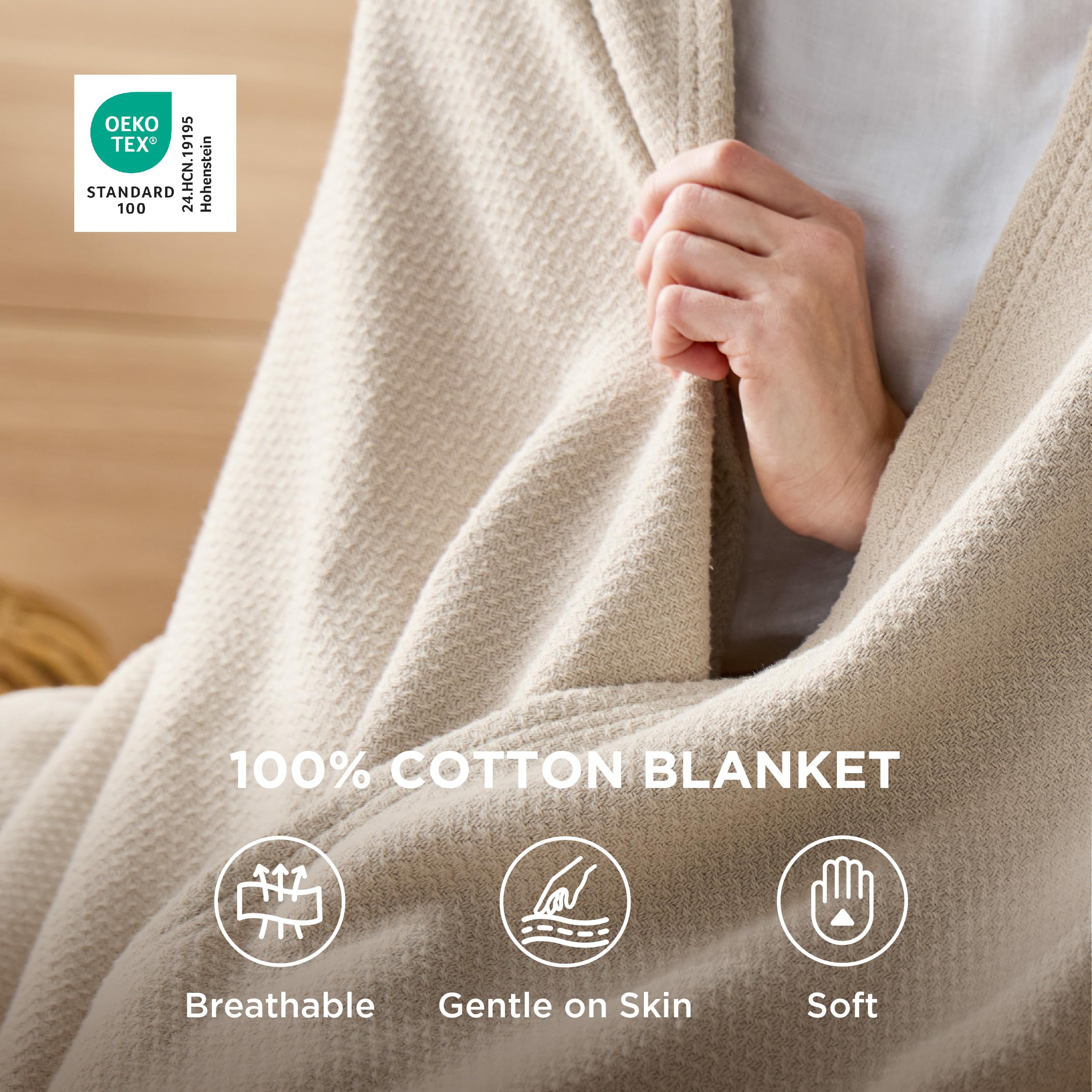 Bedsure folded blanket edge detail showing stitching and neat finish for lasting use