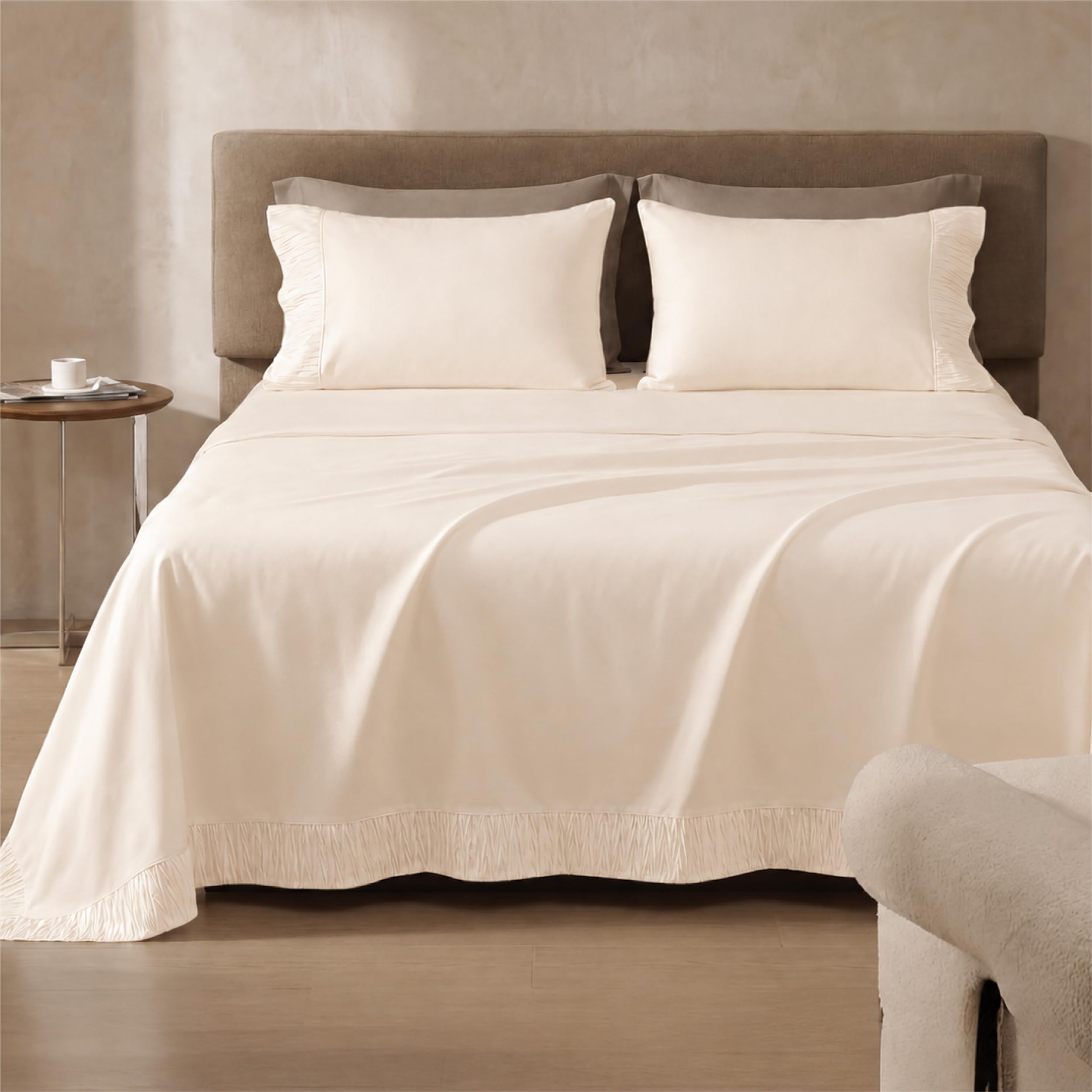 Bedsure folded flat sheet stack, compact storage and ready-to-use convenience