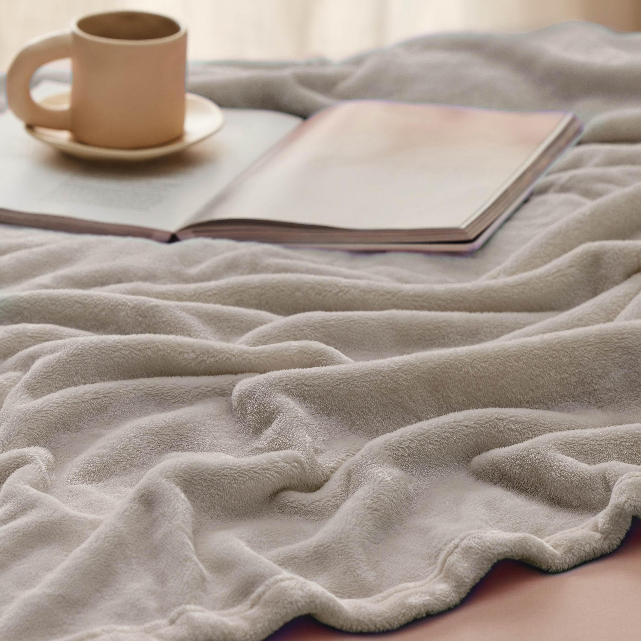 Bedsure folded blanket in basket styling for tidy storage and easy access