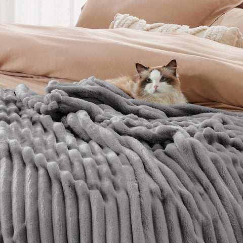 Bedsure folded blanket in storage showing compact organization and easy care