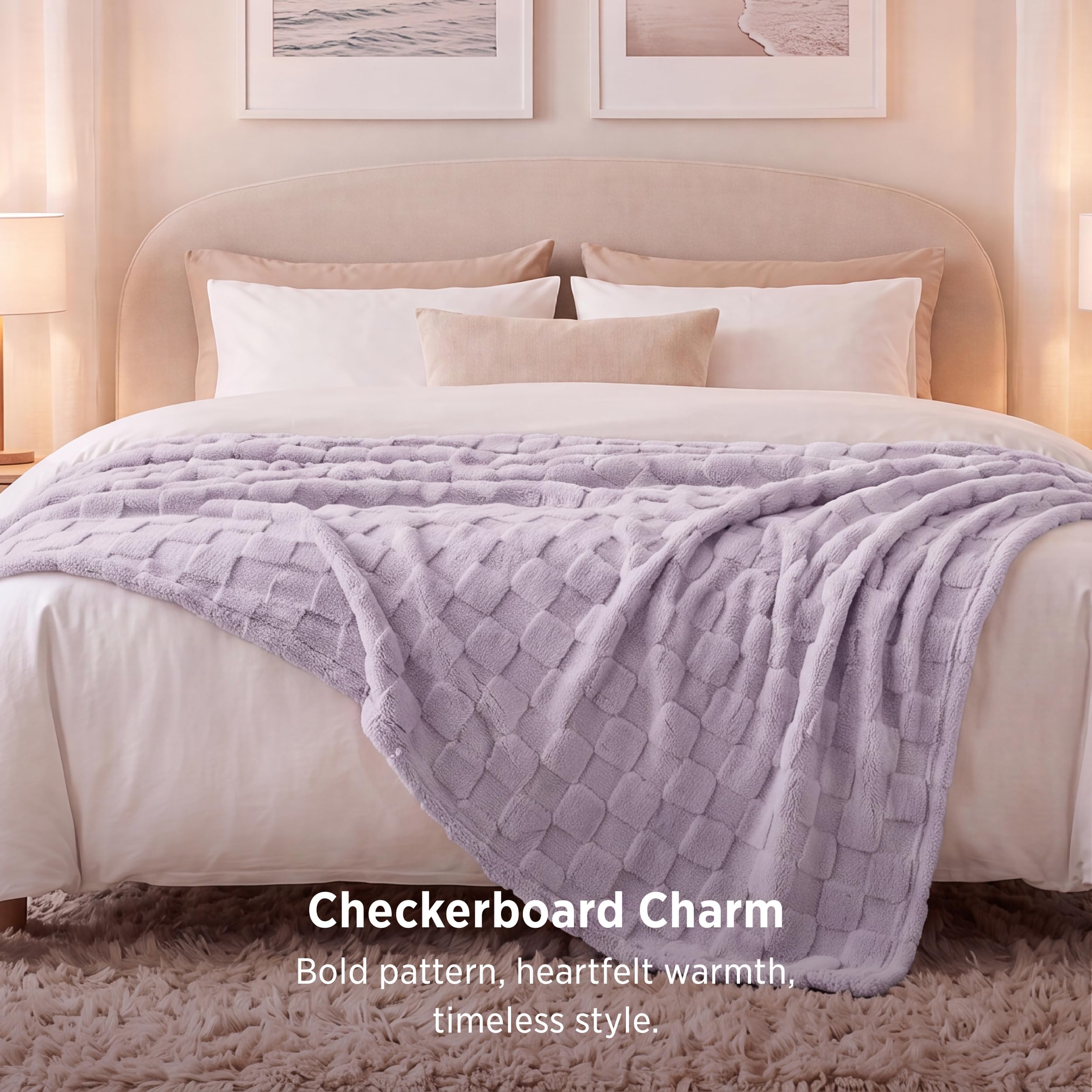 Bedsure folded on a queen bed showing full 90x90 size and cozy coverage for couples