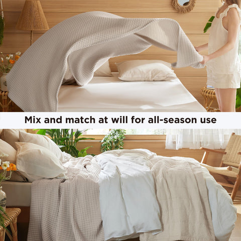 Bedsure folded blanket on shelf showing compact storage and portability benefit