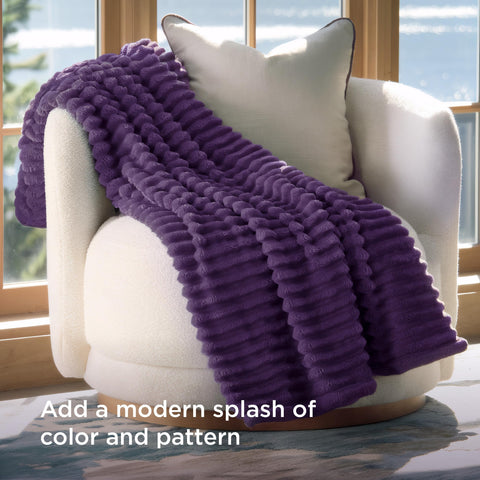 Bedsure folded throw on shelf illustrating compact storage and tidy presentation