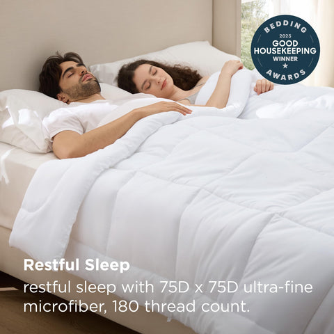 Bedsure folded comforter showing packable, travel-friendly design