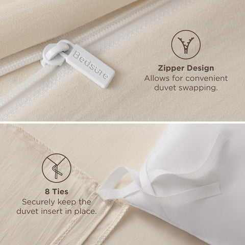 Bedsure folded set flatlay highlighting lightweight packability and easy storage