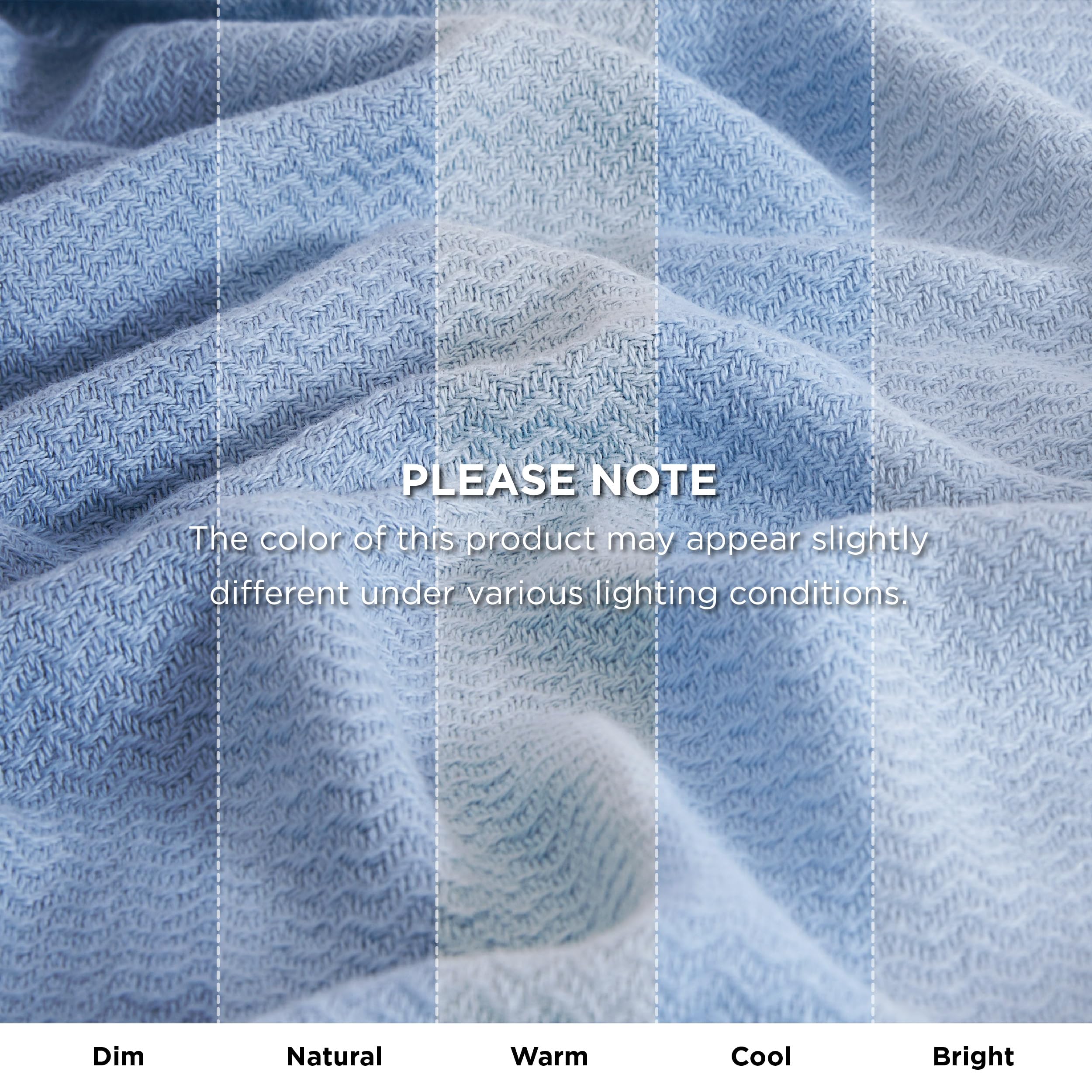 Bedsure folded stack showing rich Ashley Blue color and easy storage benefit