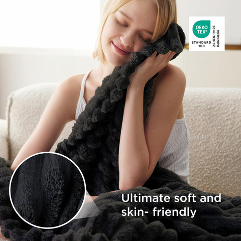 Bedsure folded blanket demonstrating compact storage and easy care