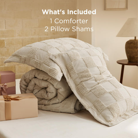 Bedsure folded comforter for storage showing compact packing and convenience benefit