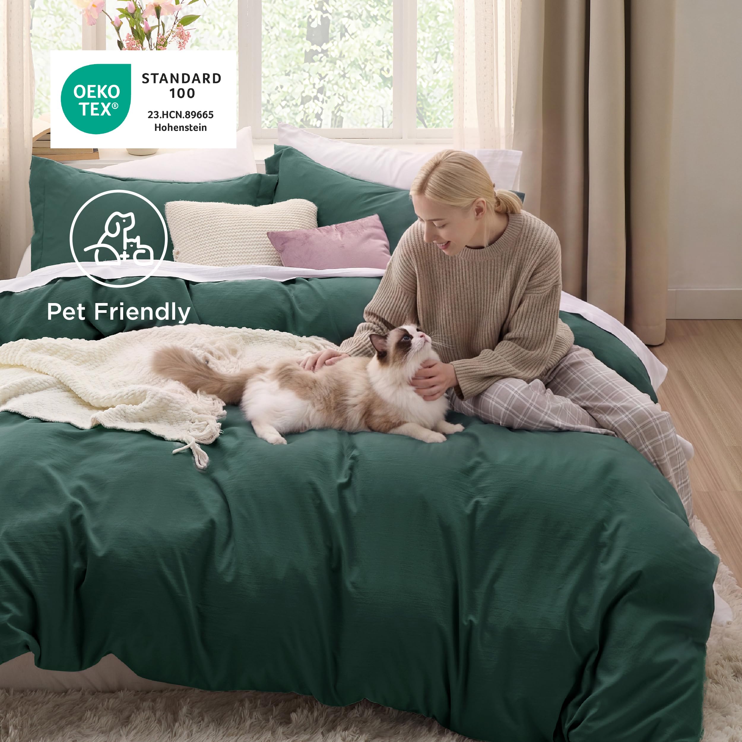 Bedsure on a California king bed demonstrating full coverage and drape