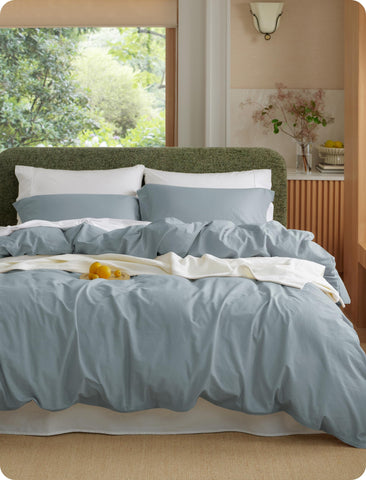 Bedsure front view of queen duvet cover set showing clean styling and benefit: easy refresh