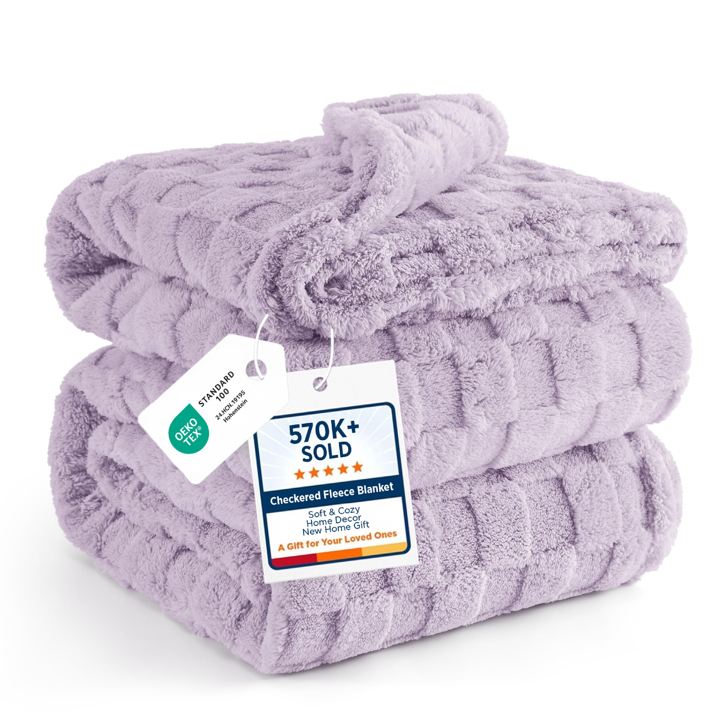 Bedsure front view of lavender fog blanket showing color and overall look for versatile styling