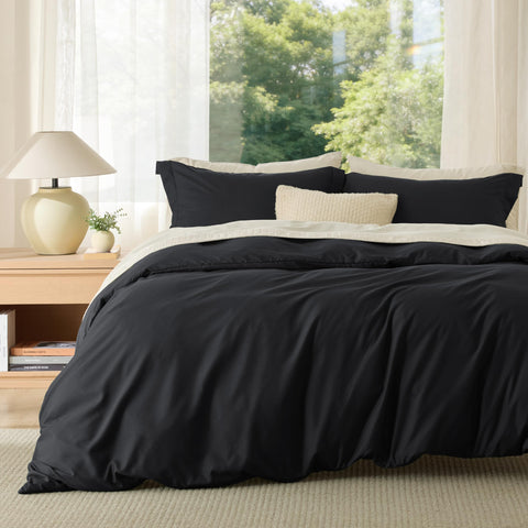 Bedsure front view king duvet cover showing neat finish and smooth drape for comfort