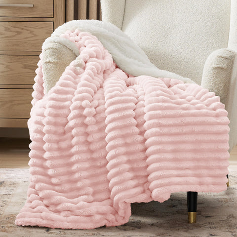 Bedsure front view pink throw showing soft texture and cozy look