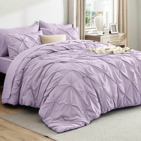 Bedsure full set front view showing light purple color and coordinated pieces