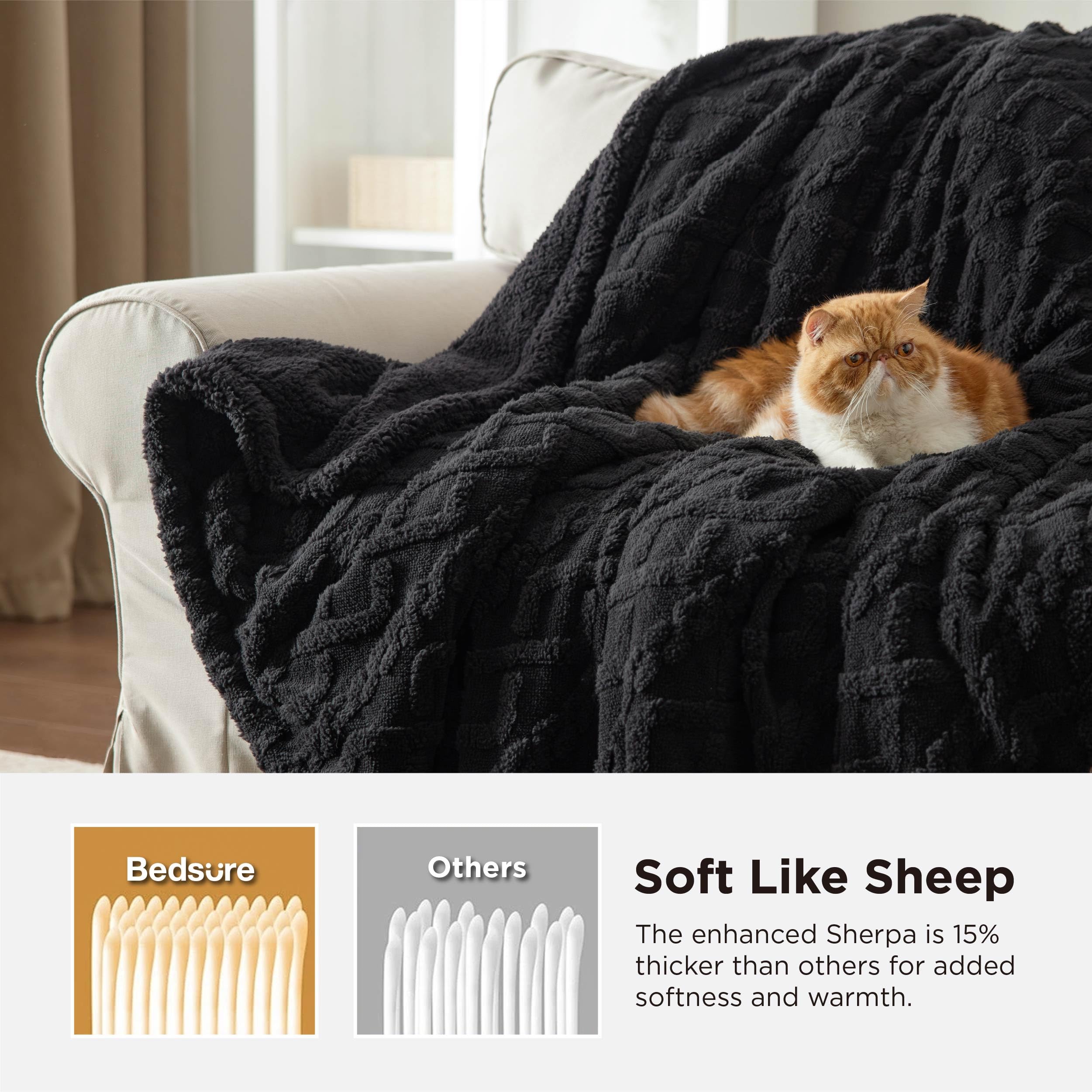 Bedsure tufted cable jacquard detail highlighting stylish pattern and depth