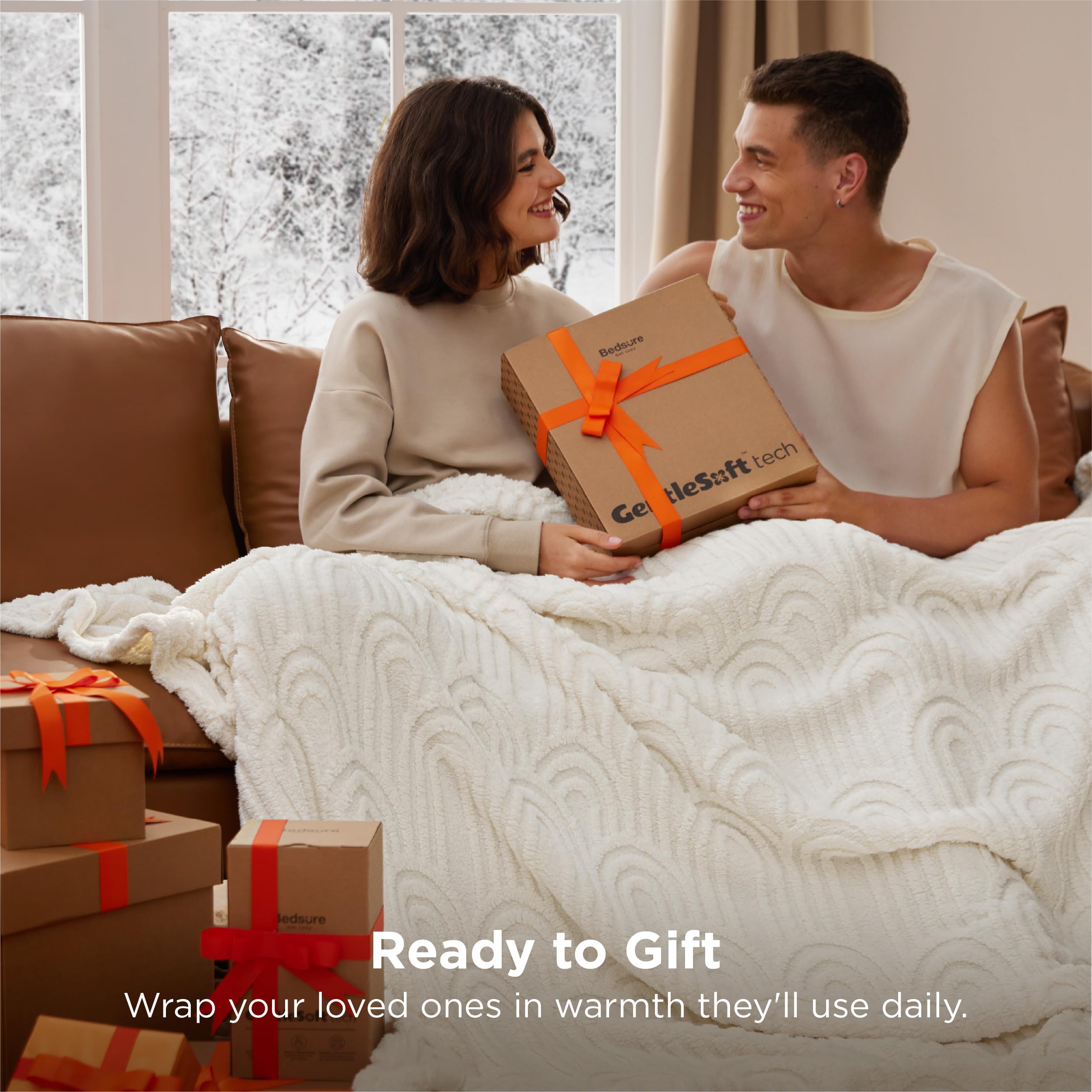 Bedsure draped over sofa demonstrating decorative accent and cozy use