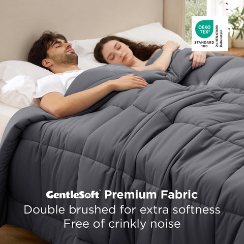 Bedsure GentleSoft fill close-up shows plush texture for cozy warmth