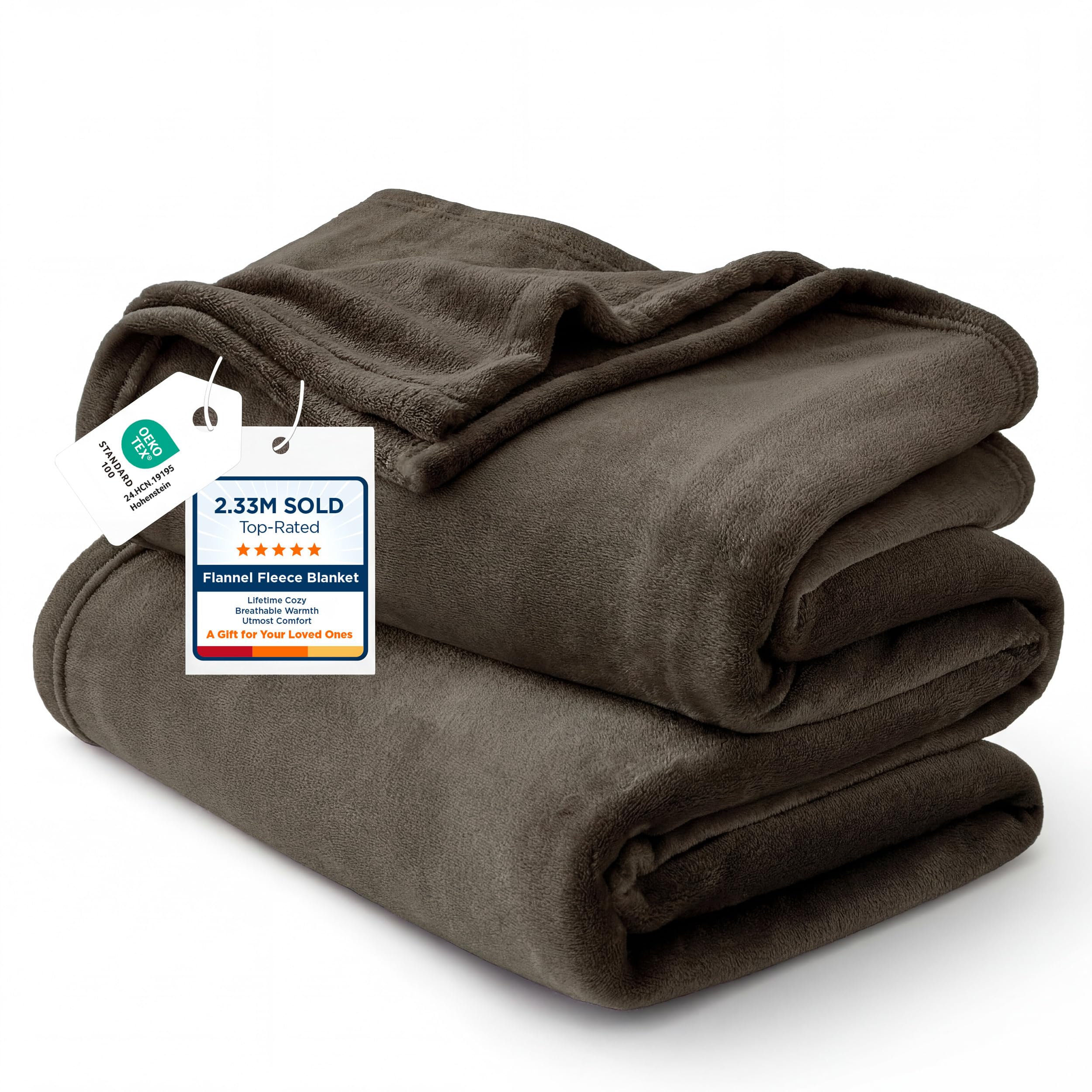 Bedsure blanket front view showing brown color and drape for cozy decor