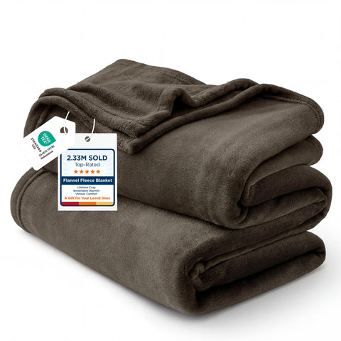 Bedsure blanket front view showing brown color and drape for cozy decor