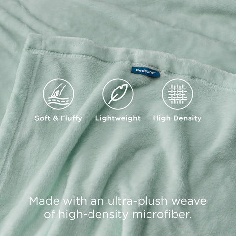 Bedsure close-up of fleece pile highlighting plush texture and long-lasting softness