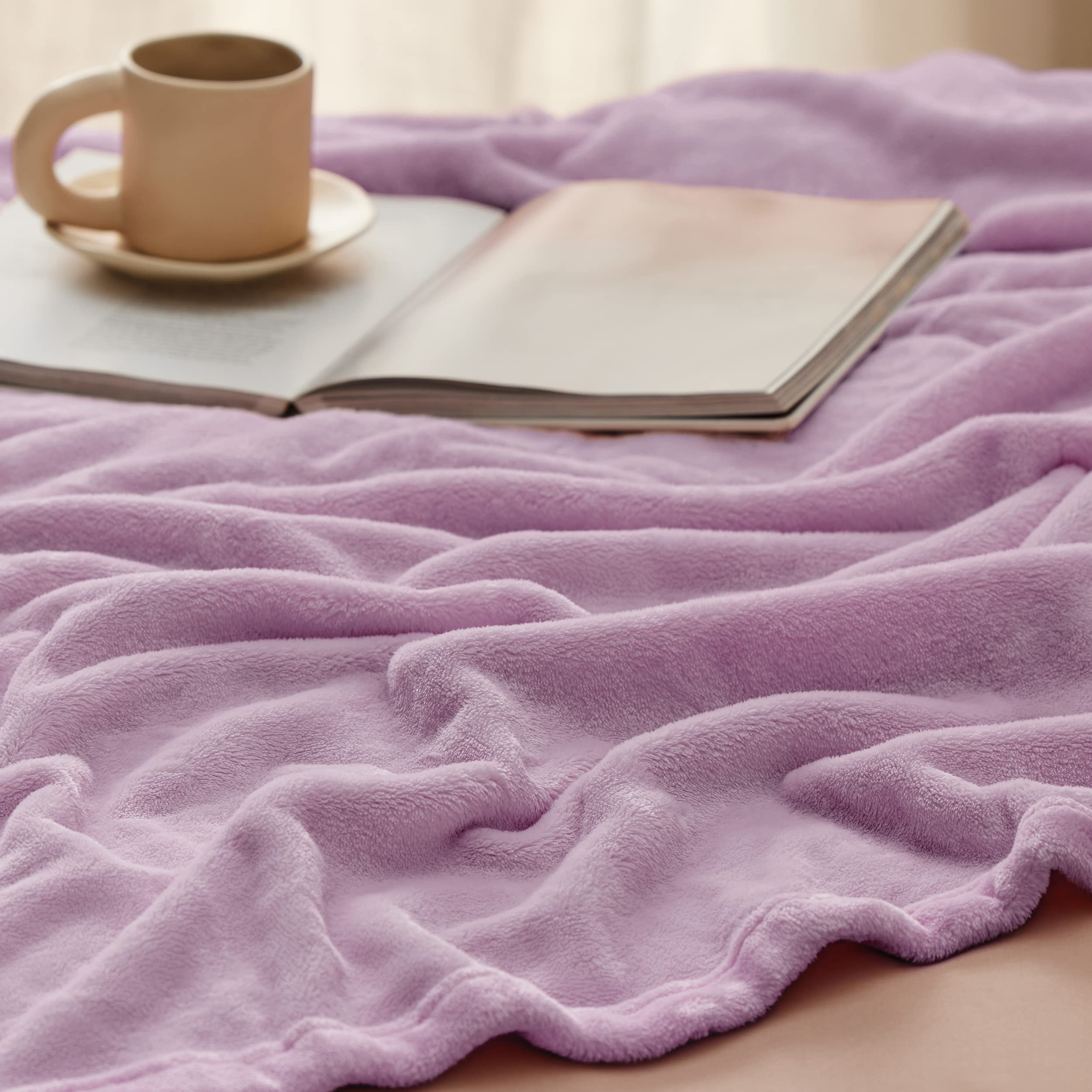 Bedsure GentleSoft neatly folded on shelf demonstrating easy storage and neatness