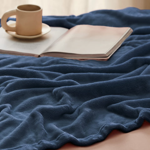 Bedsure folded gentleSoft blanket side angle showing plush loft benefit