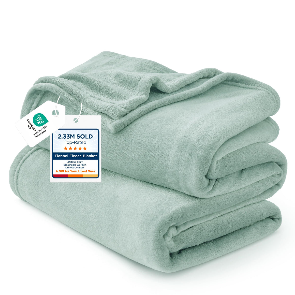 Bedsure GentleSoft front folded sage green blanket showing neat presentation and comfort
