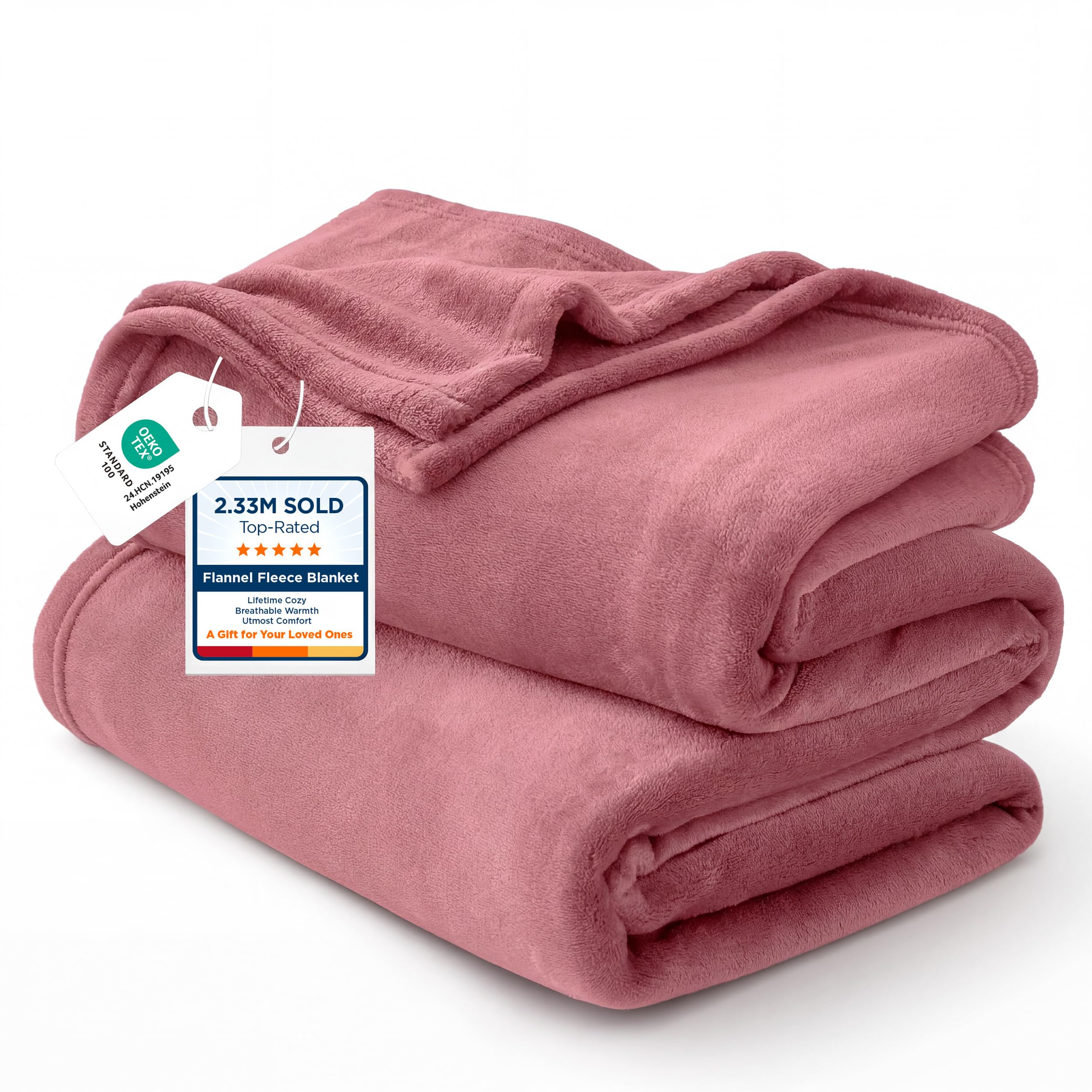 Bedsure GentleSoft front full view showing dusty rose color and cozy appeal