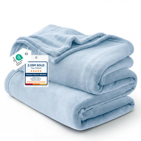 Bedsure GentleSoft front view showing light blue blanket and cozy appeal