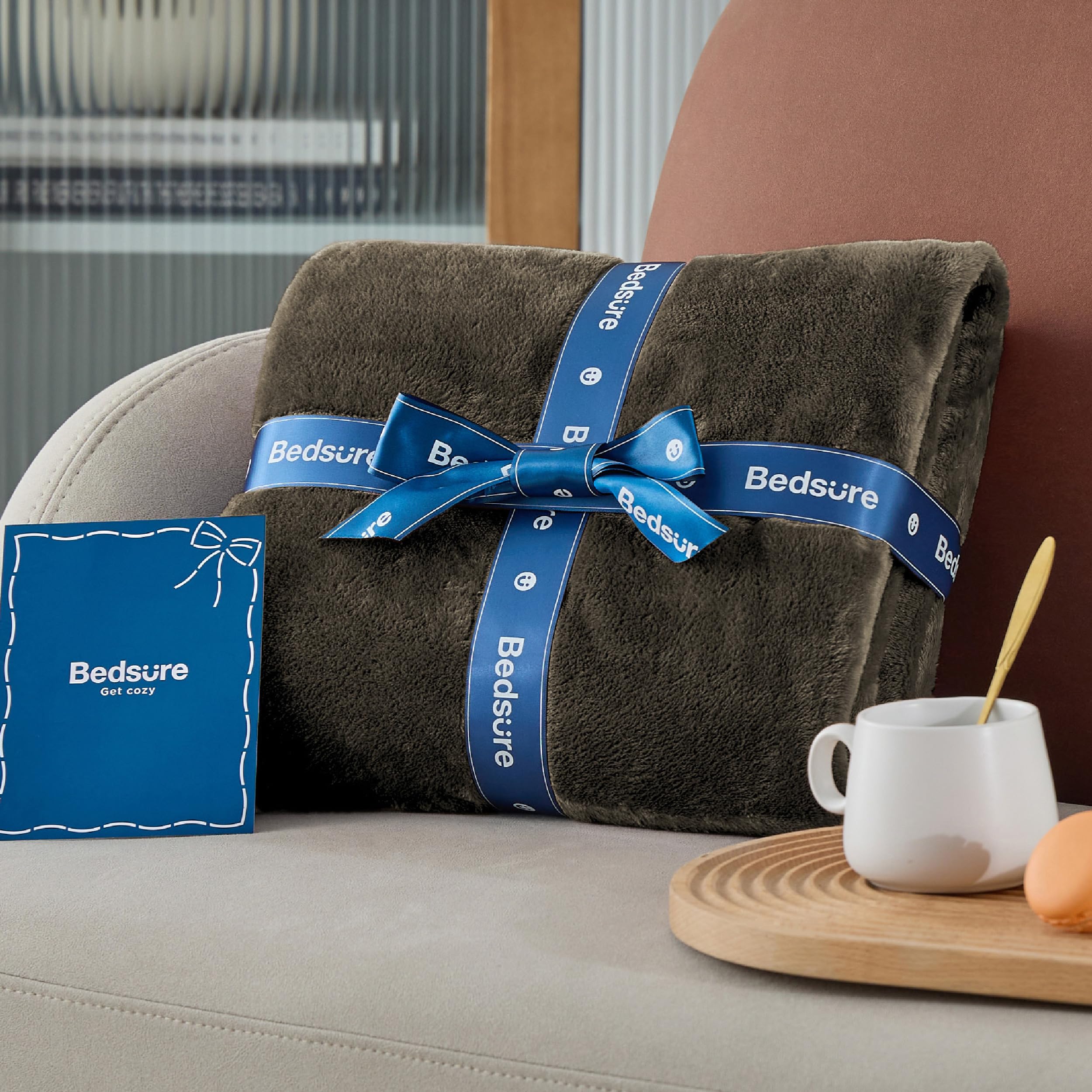 Bedsure twin blanket spread on bed demonstrating full coverage and fit