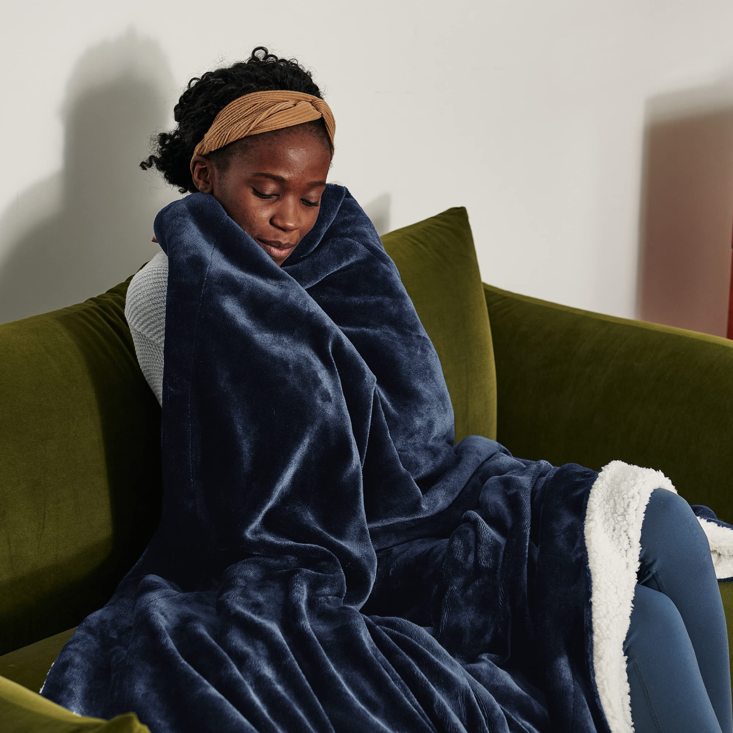 Bedsure blanket styled on couch adding comfort and coordinated home decor