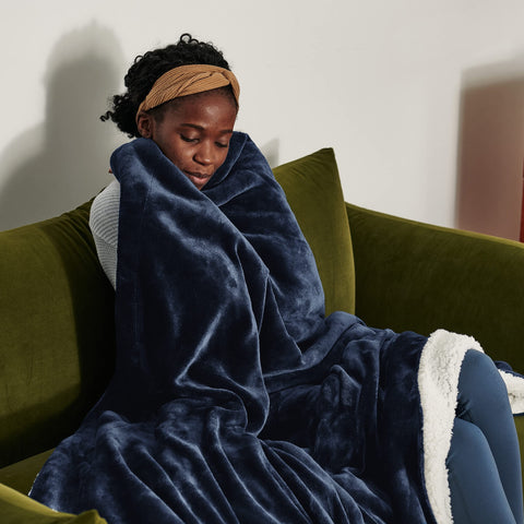 Bedsure blanket styled on couch adding comfort and coordinated home decor