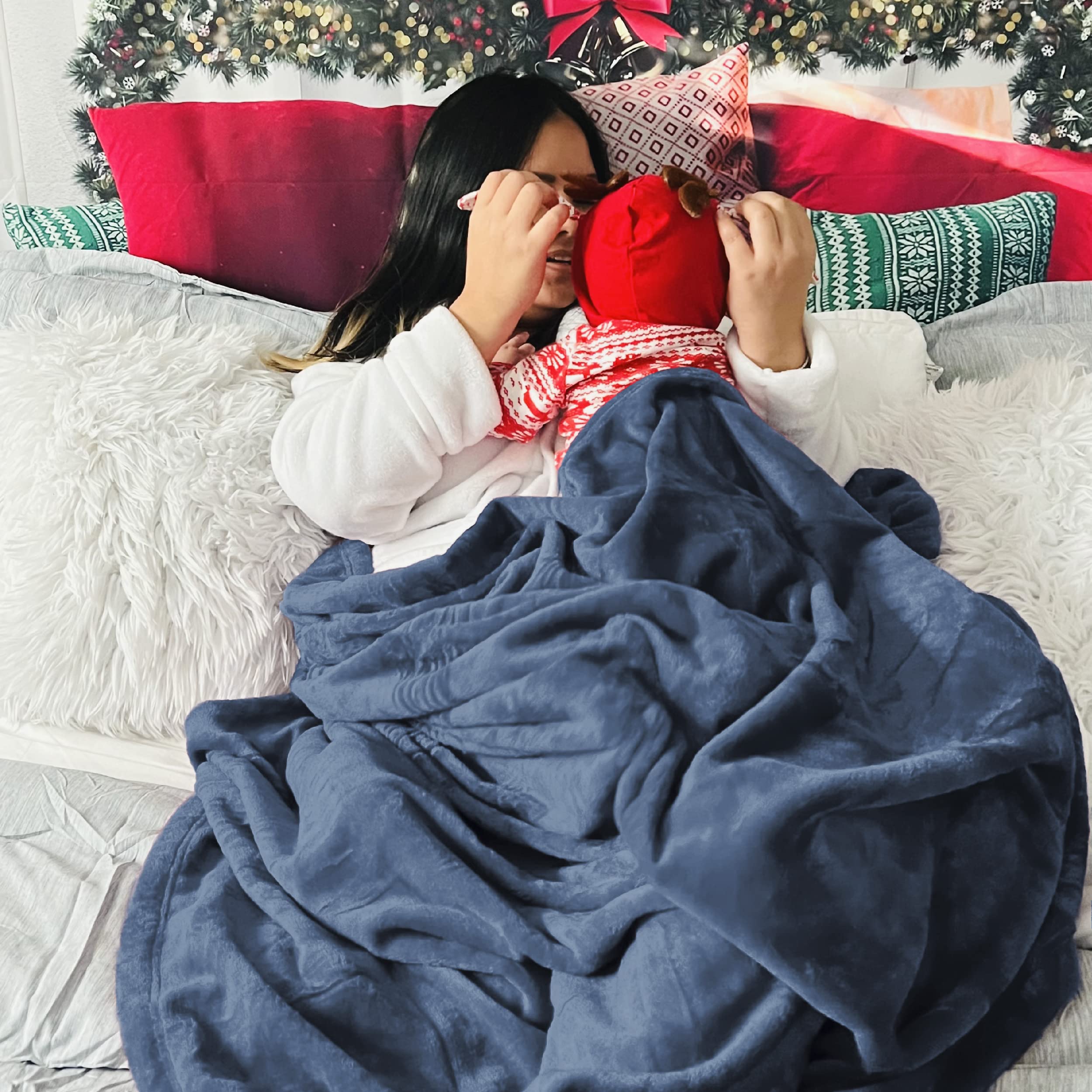 Bedsure blanket on sofa lifestyle scene showing family comfort benefit