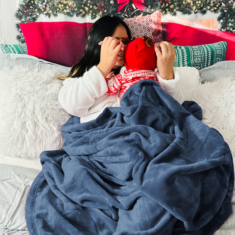 Bedsure blanket on sofa lifestyle scene showing family comfort benefit