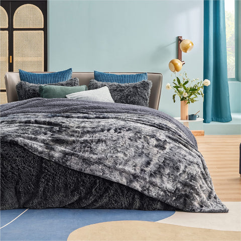Bedsure on sofa with person lounging showing shared comfort and style