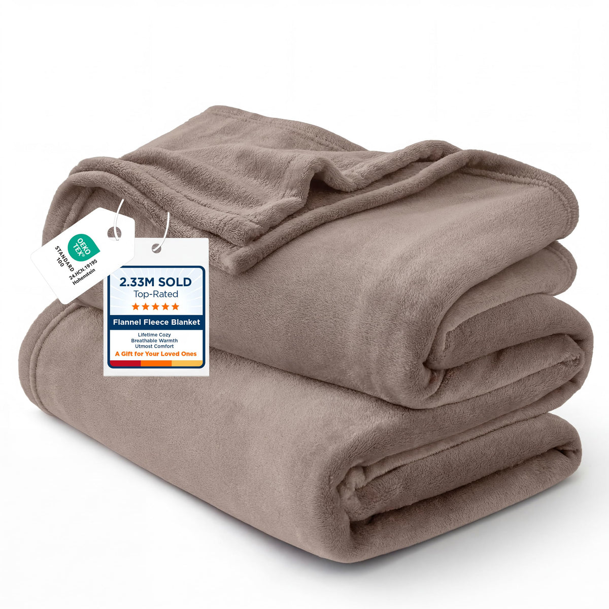 Bedsure GentleSoft front view showing soft light brown plush and cozy appearance