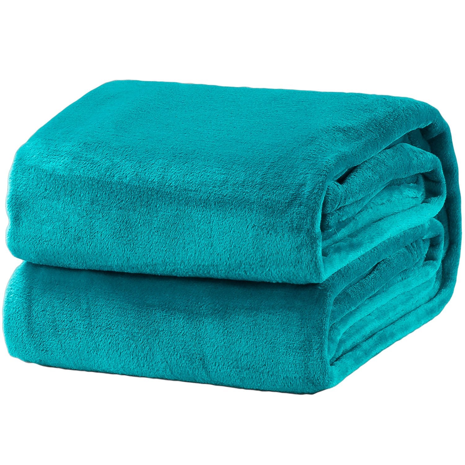 Bedsure GentleSoft teal front view showing plush blanket and modern color